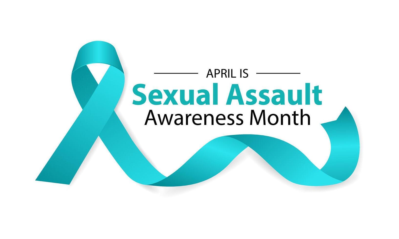 Sexual assault awareness month concept. Banner with teal ribbon Vector illustration . Poster ,flyer and Banner, background design.