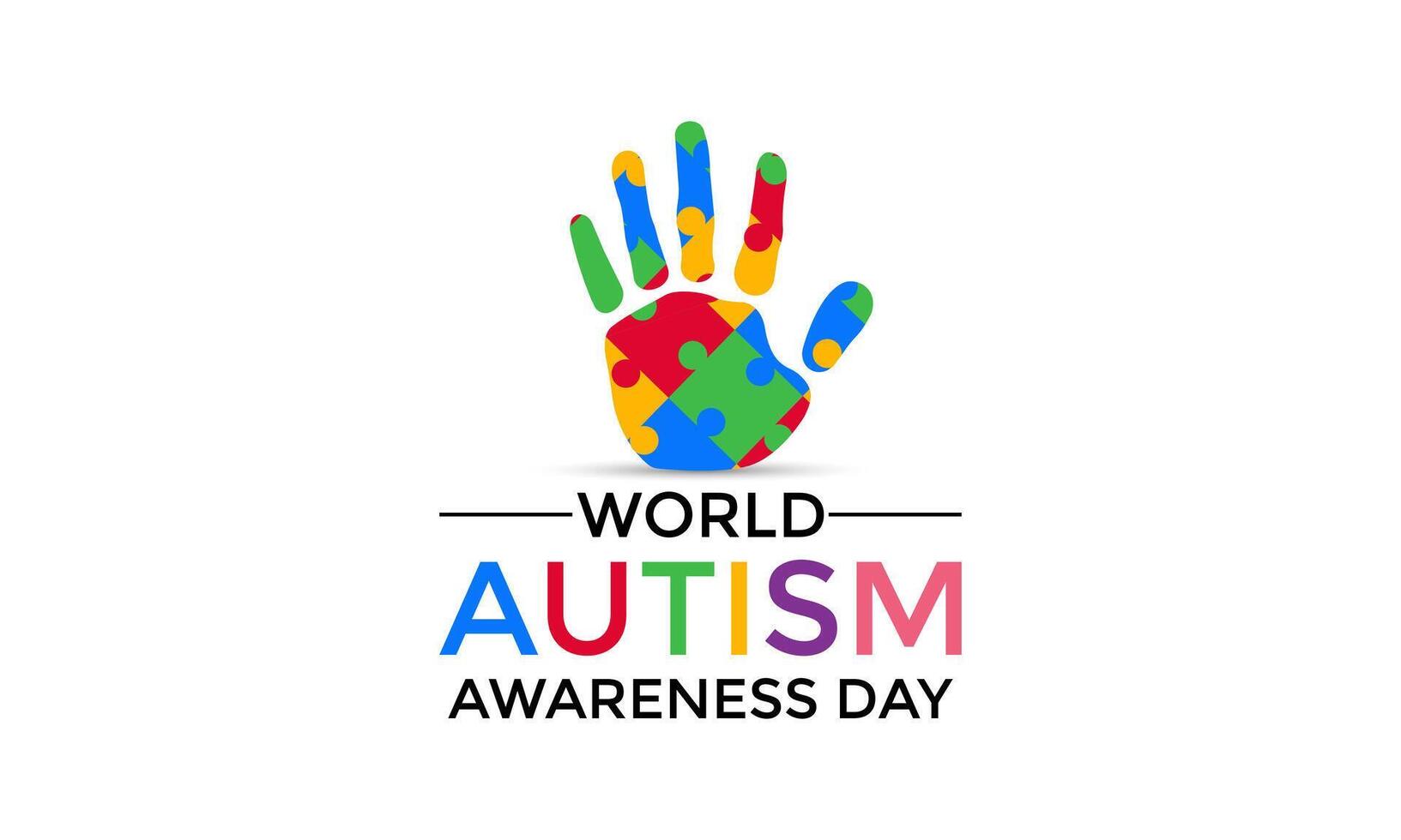 Vector Illustration of World autism awareness day.  Hands holding jigsaw puzzle heart shape.  Greeting card, Banner poster, flyer and background design.