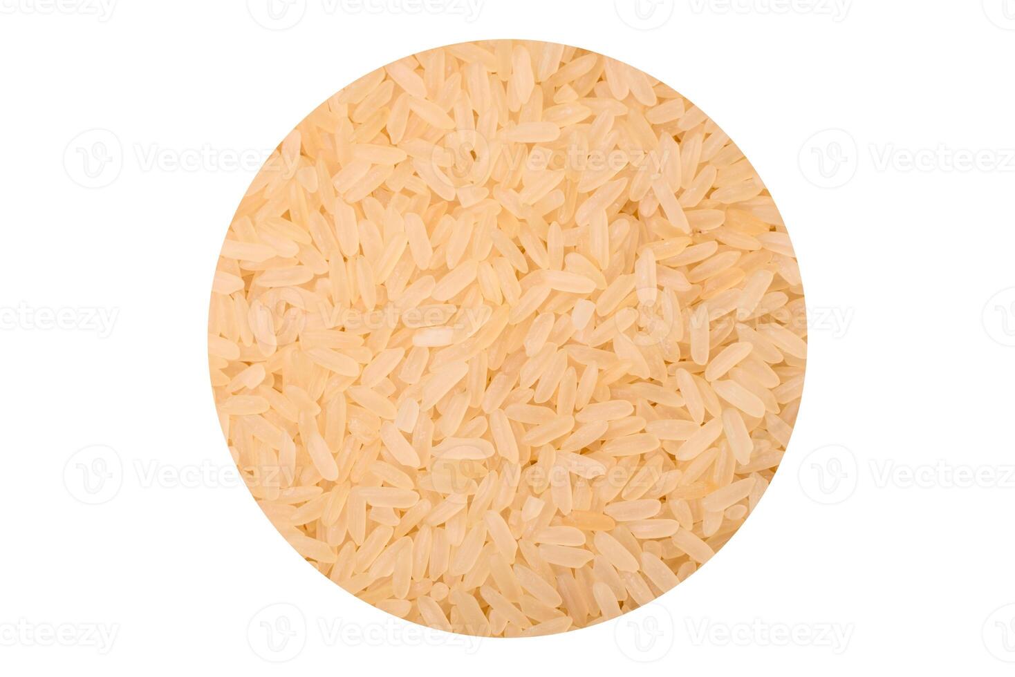 Large grains of uncooked white rice in a ceramic bowl photo