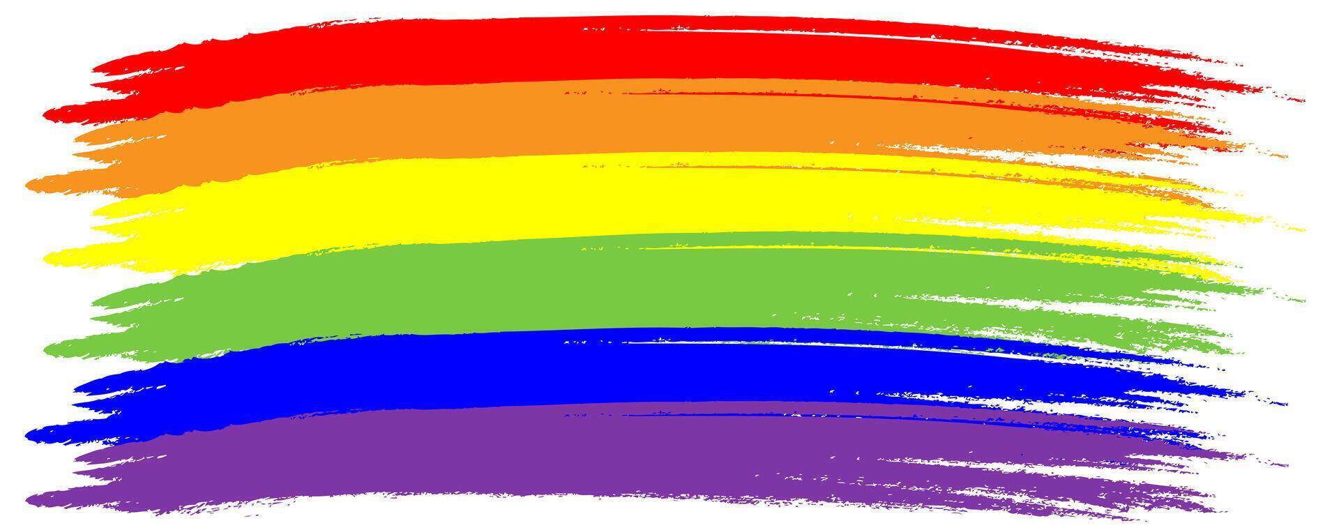 Rainbow. Imitation of watercolor. Bright vector illustration.Red, orange, yellow, green, blue, purple textured stripes. Gay pride LGBT flag.