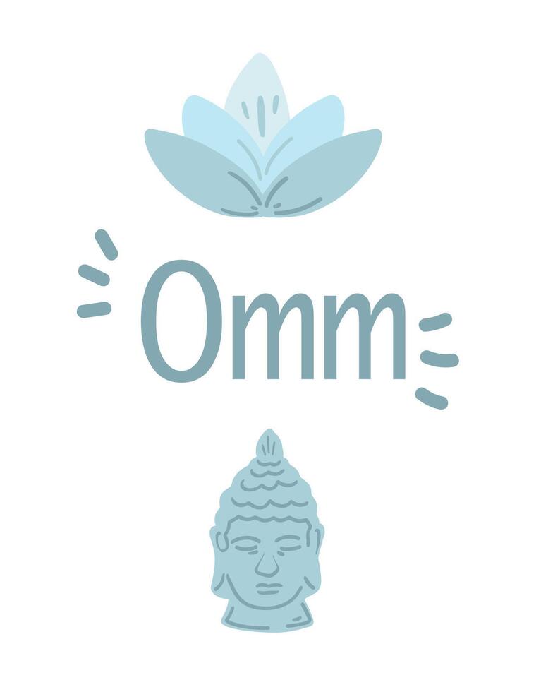 Omm Lotus Buddha flat design blue set vector