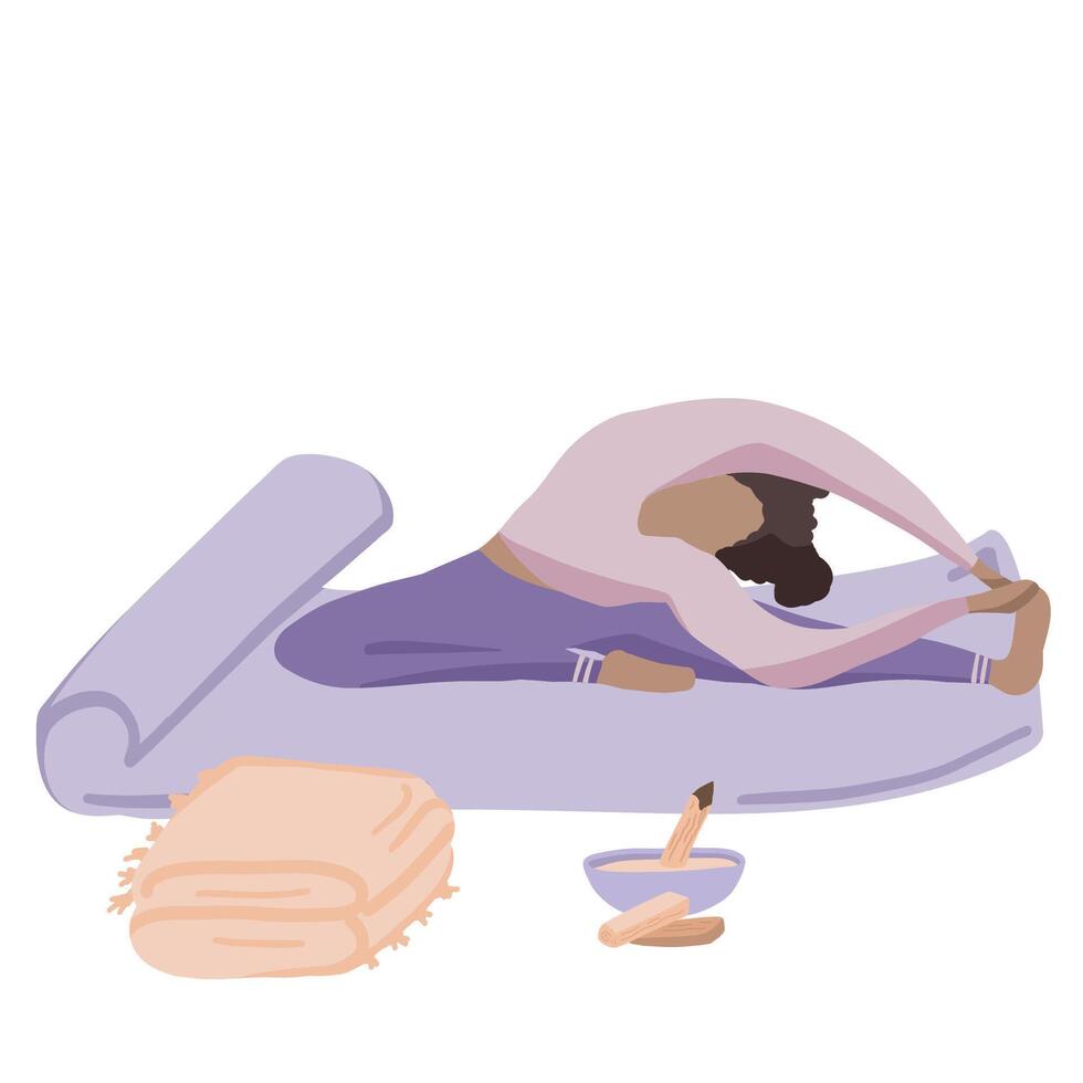 Yaga set relaxation aroma therapy pose relaxation flat design vector