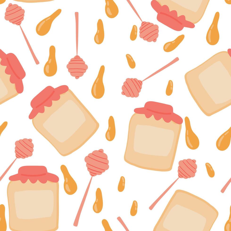 Honey stick honey flat design seamless pattern vector