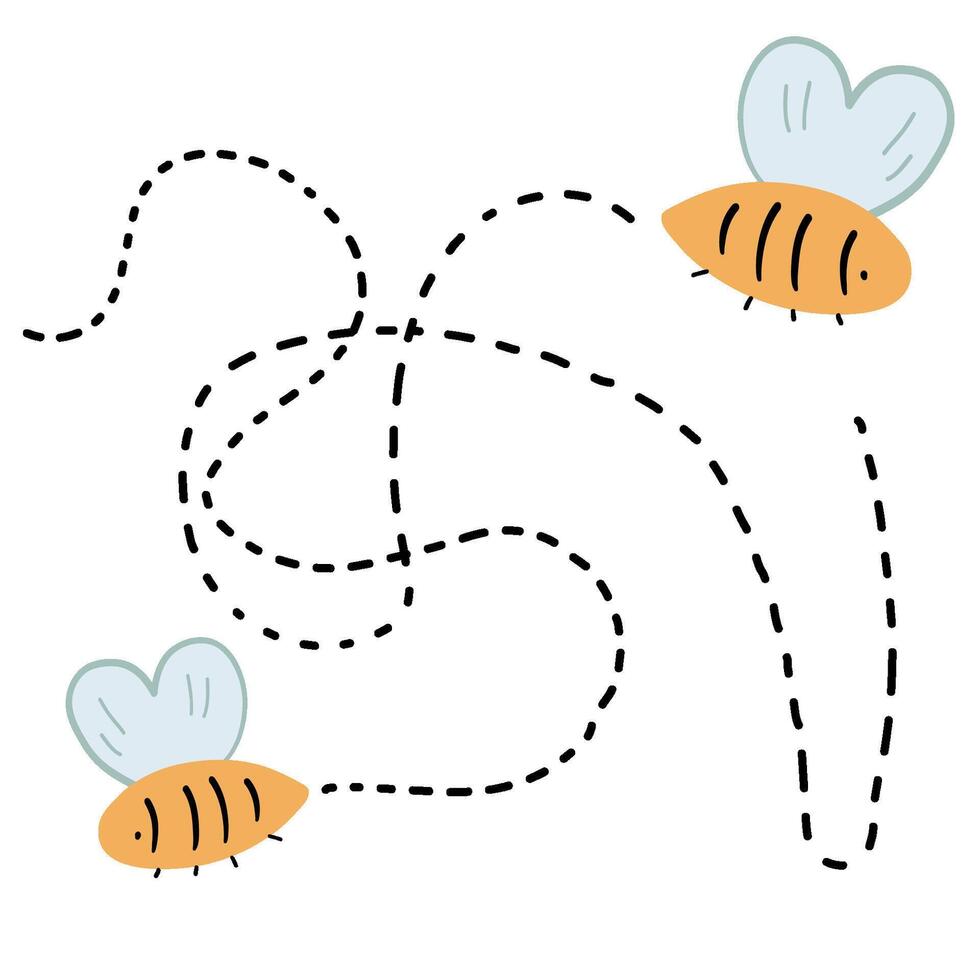 Bees path flat design flying around vector
