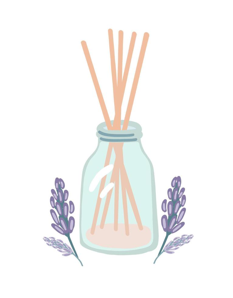 Aroma sticks bottle lavender flat design set vector