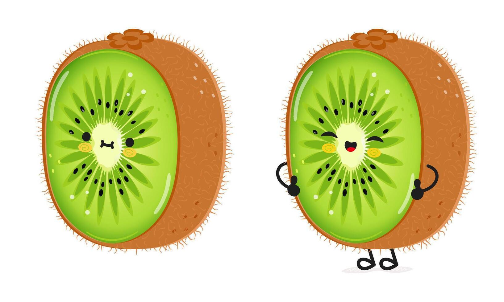Kiwi fruit character. Vector hand drawn cartoon kawaii character illustration icon. Isolated on white background. Kiwi fruit character concept