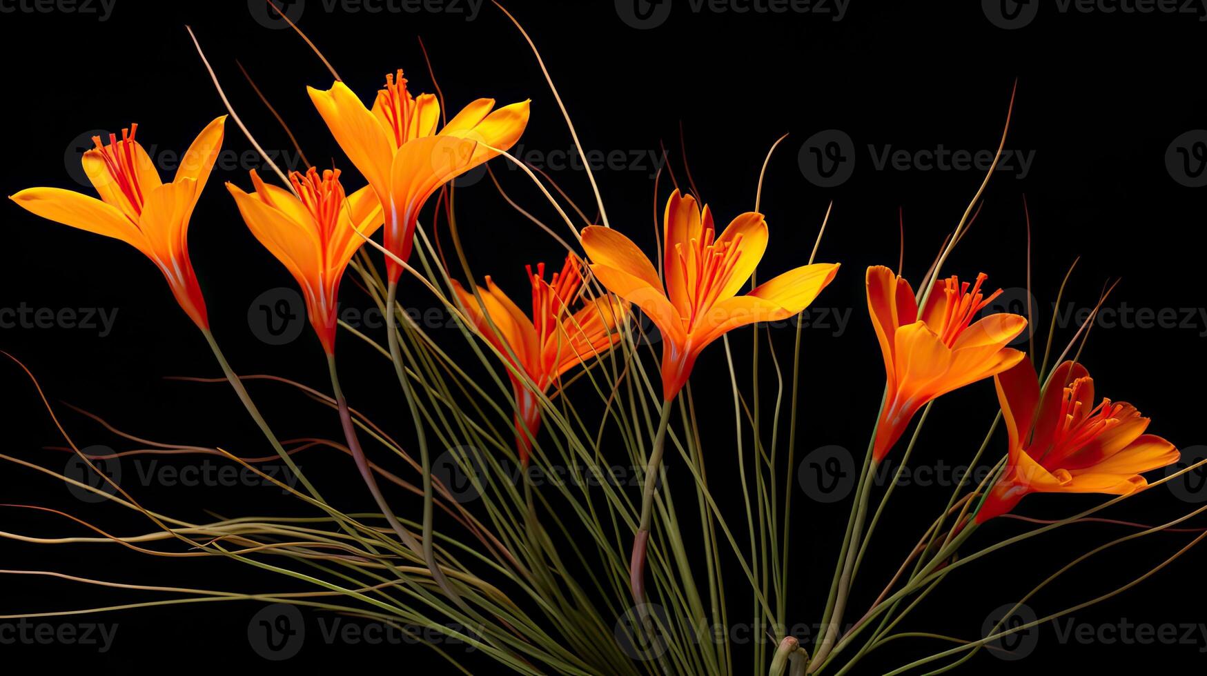 AI generated stigmas saffron flowers ai generated photo