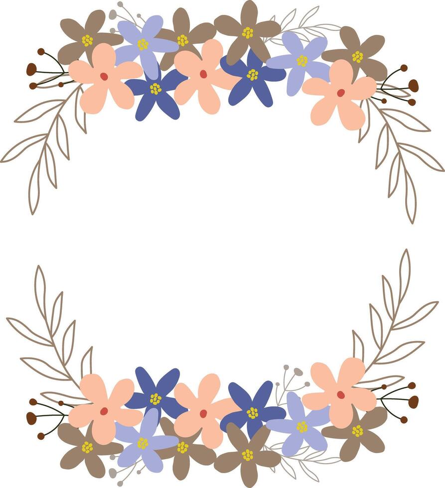 mínimo pastel primavera flores silvestres marco frontera antecedentes mano dibujado vector ilustración