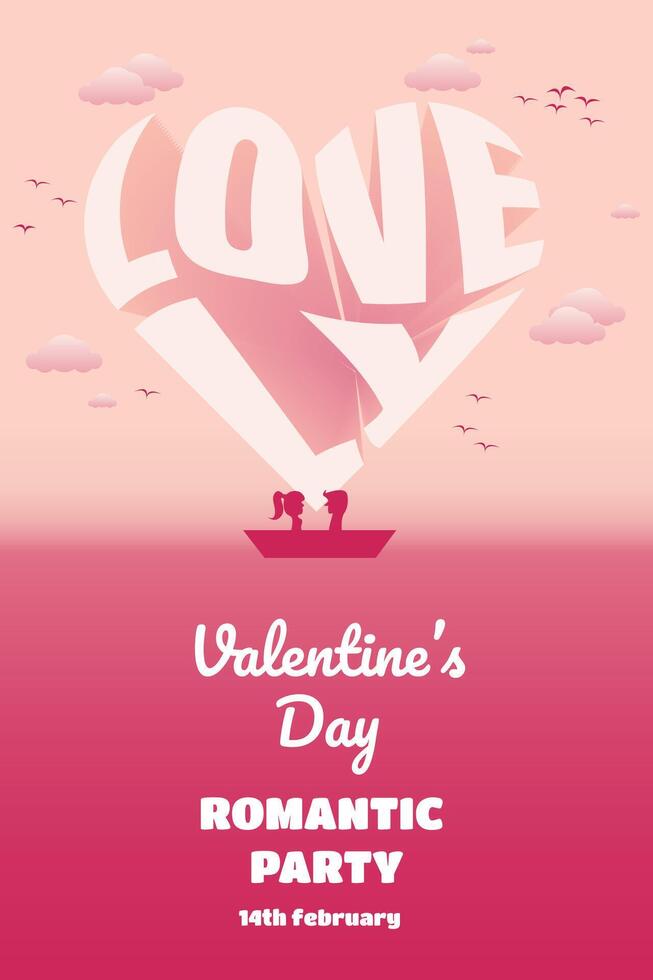 hermosa vector ilustración de un romántico San Valentín día póster