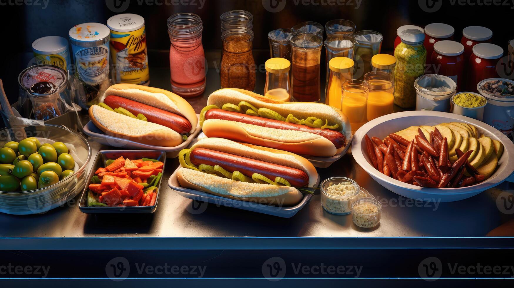 AI generated toppings hot dog bar ai generated photo