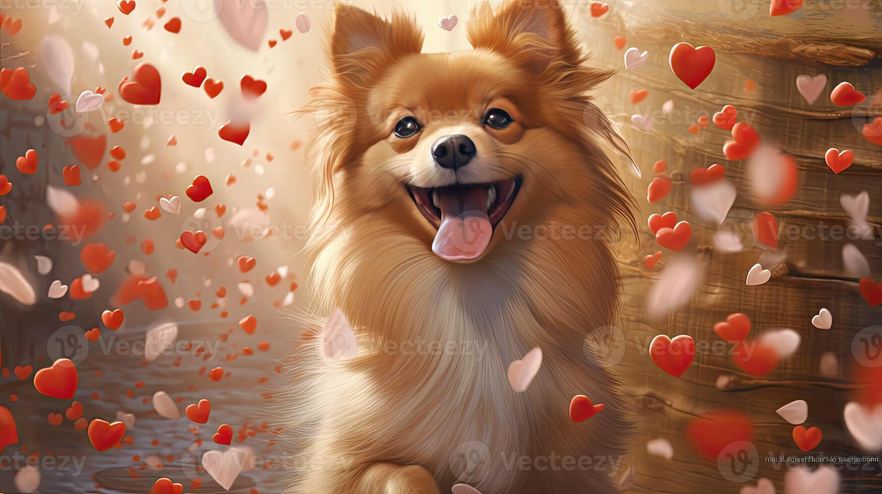 AI generated pet dog with hearts ai generated photo