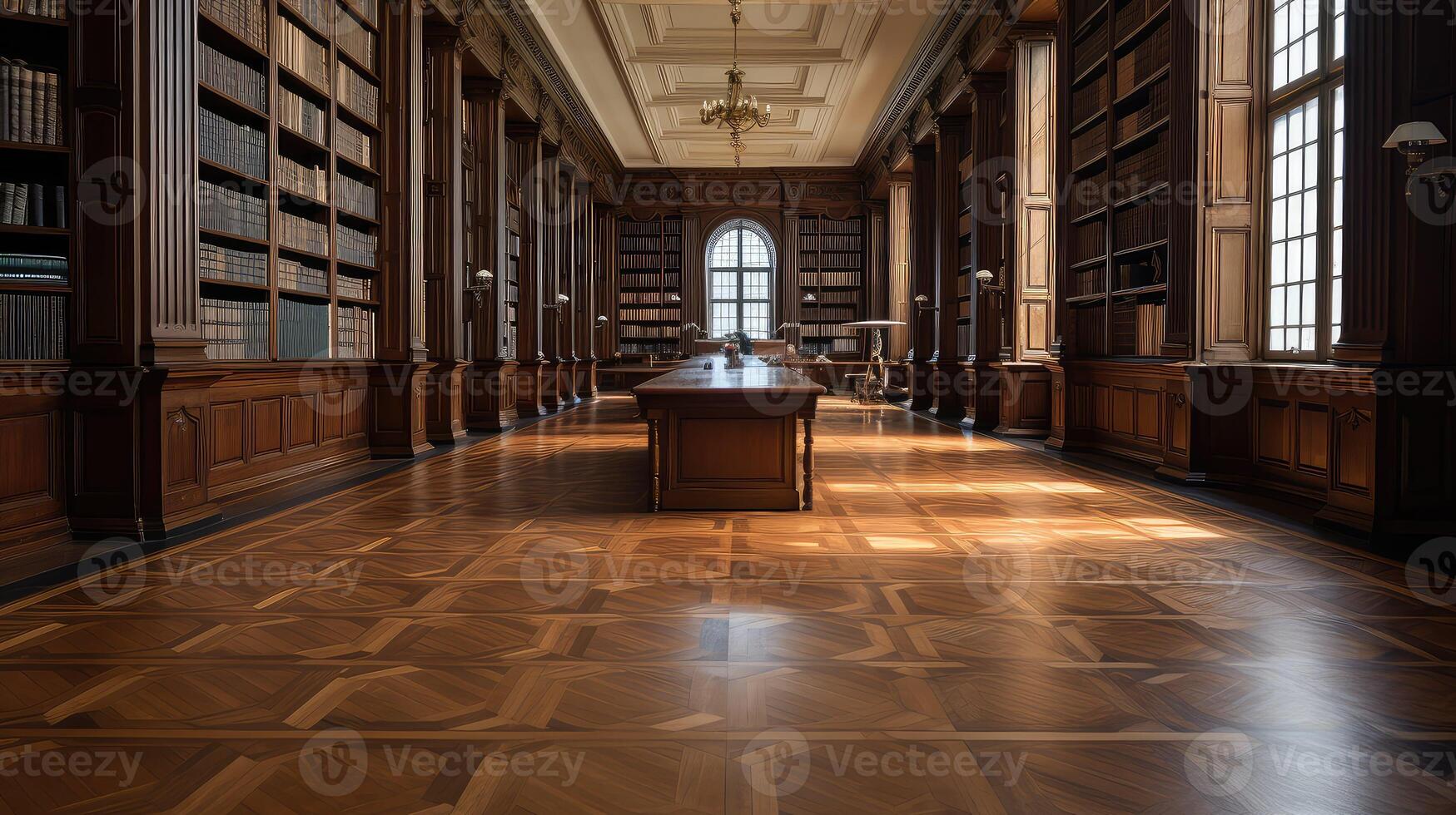 ai generado leyendo biblioteca piso ai generado foto