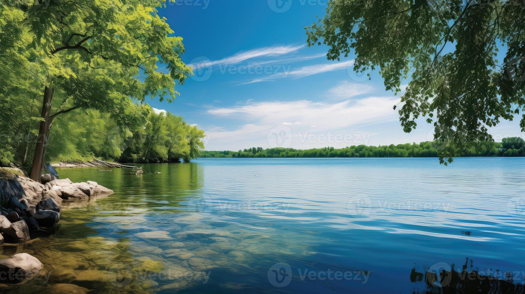 ai generado arena lago apuntalar ai generado foto