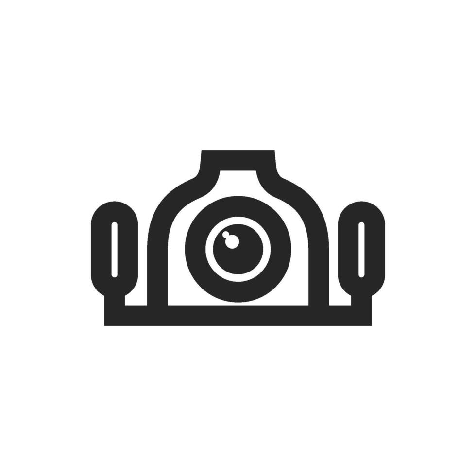 Underwater camera icon in thick outline style. Black and white monochrome vector illustration.