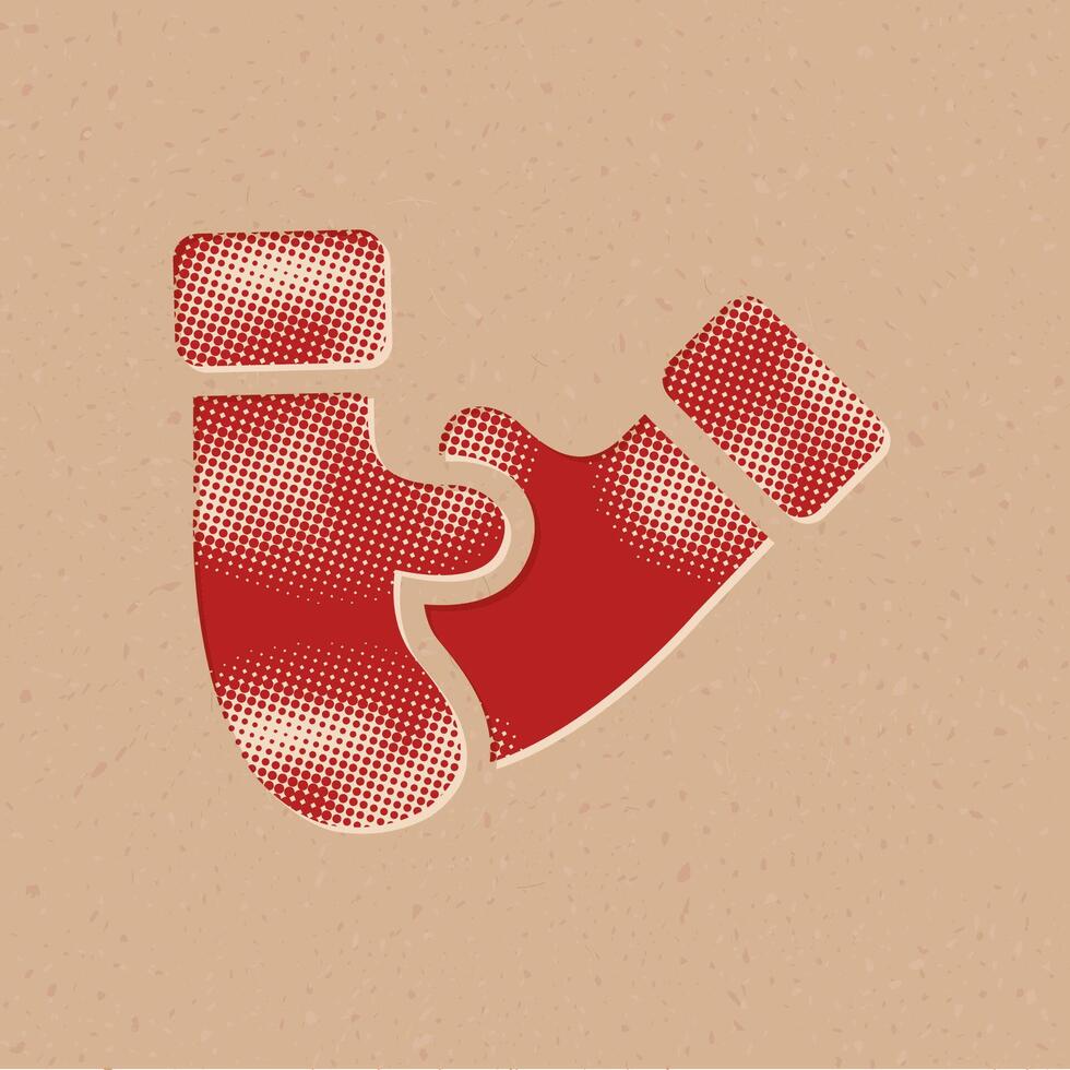 Cleaning glove halftone style icon with grunge background vector illustration