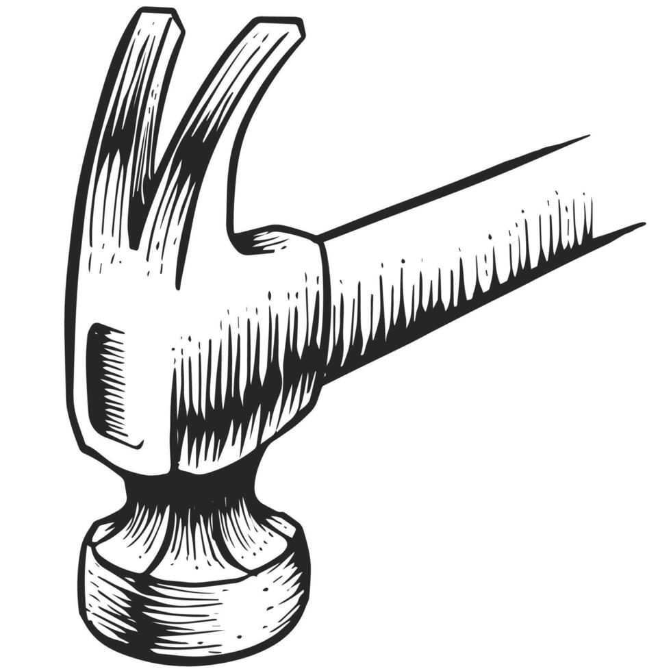 Claw Hammer icon in sketch style vector