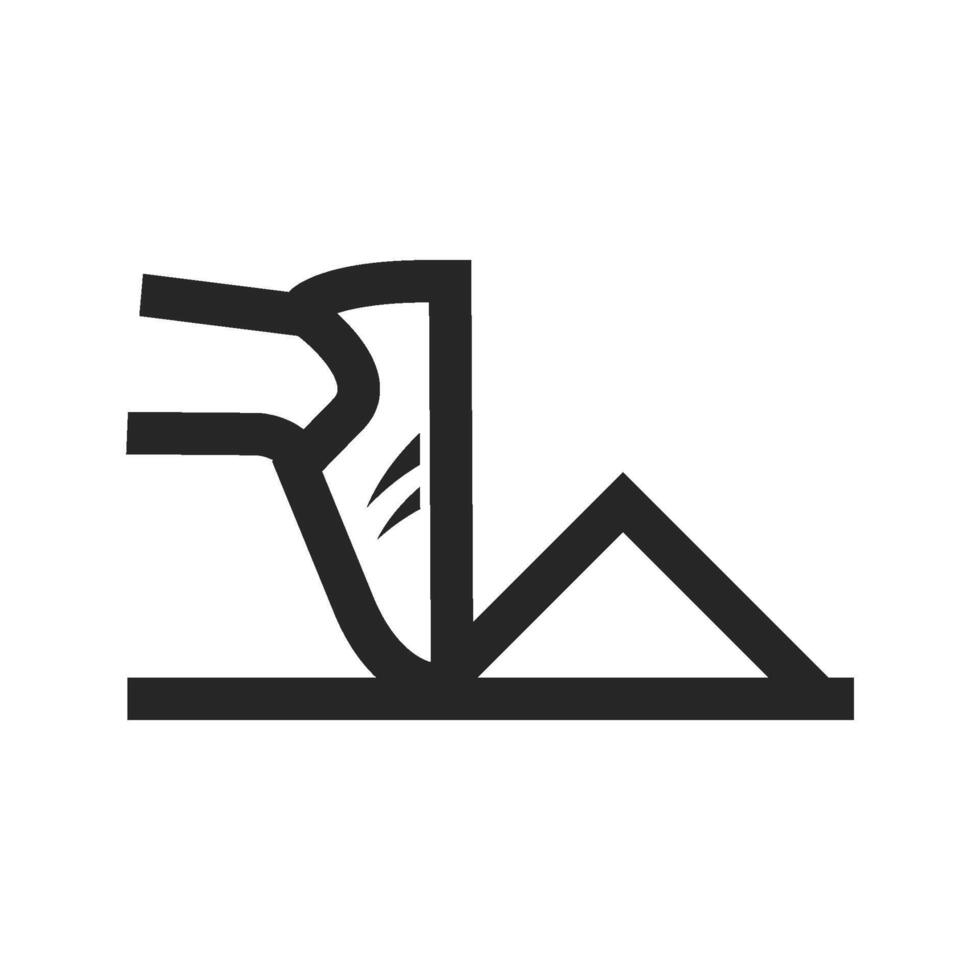 Starting block icon in thick outline style. Black and white monochrome vector illustration.