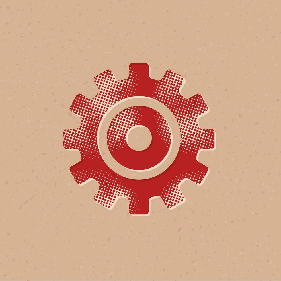 Setting gear halftone style icon with grunge background vector illustration