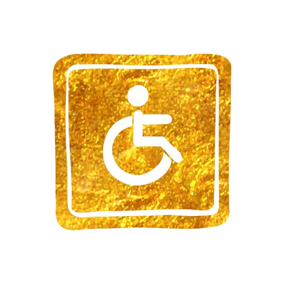 mano dibujado discapacitado acceso icono en oro frustrar textura vector ilustración