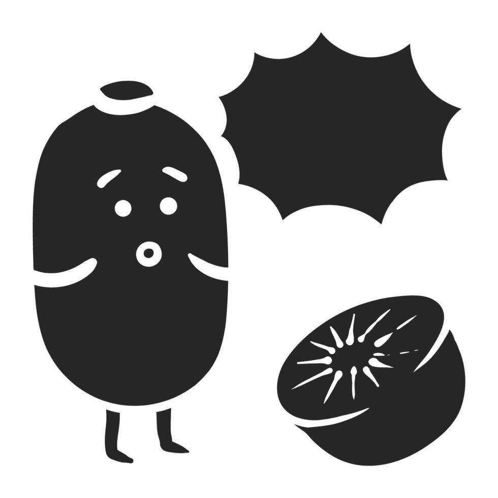 mano dibujado kiwi caracteres vector ilustración