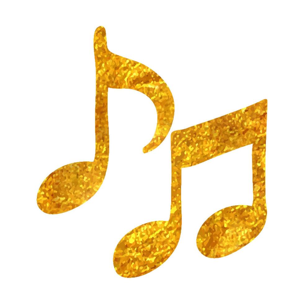 Hand drawn Music notes icon in gold foil texture vector illustration