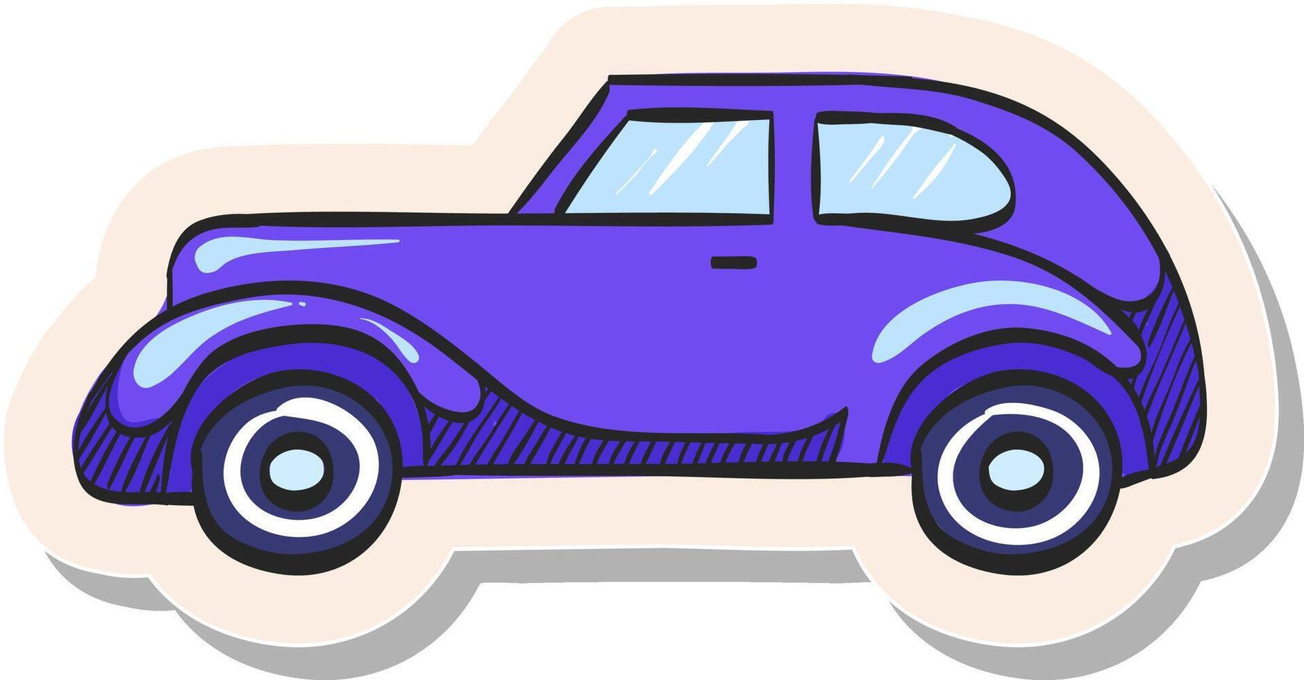 Hand drawn Vintage car icon in sticker style vector illustration