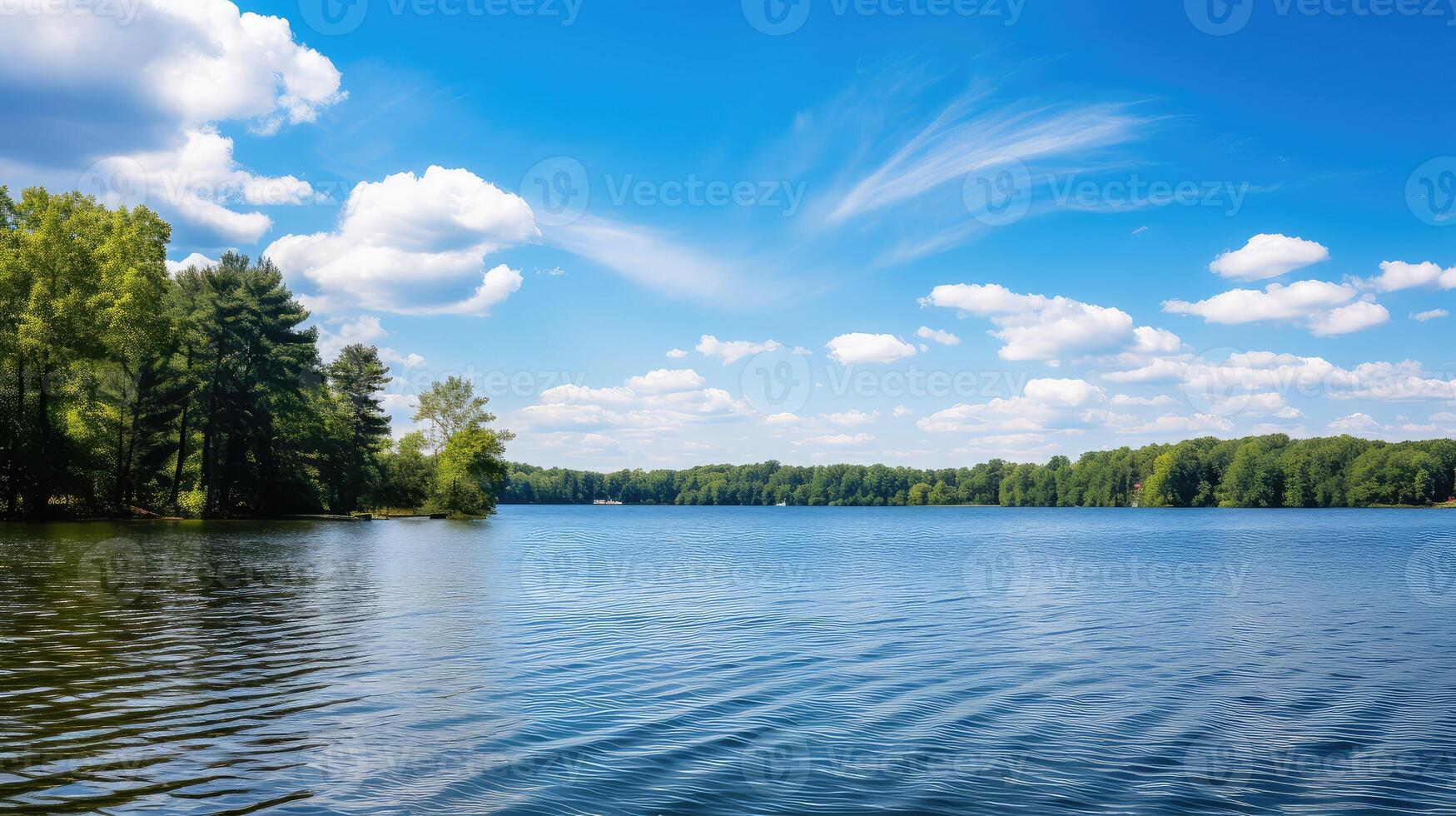 AI generated serene lake scene ai generated photo