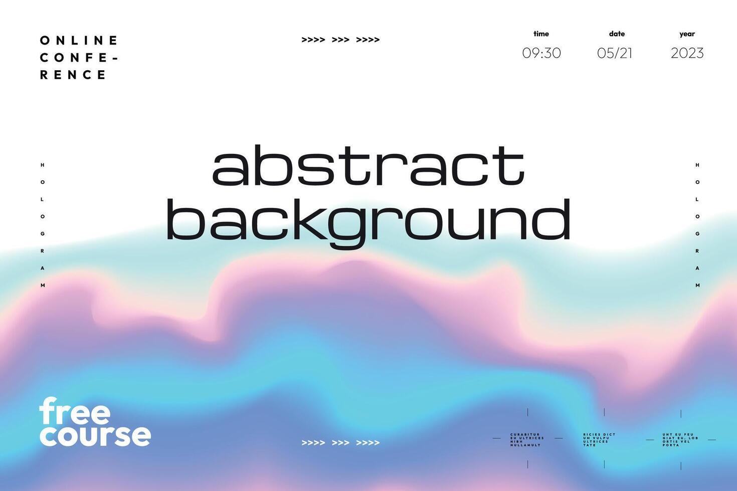 Trendy hologram background. Abstract blurred colorful backdrop with gradient glitch effect, 90s trendy website mockup. Vector colorful layout