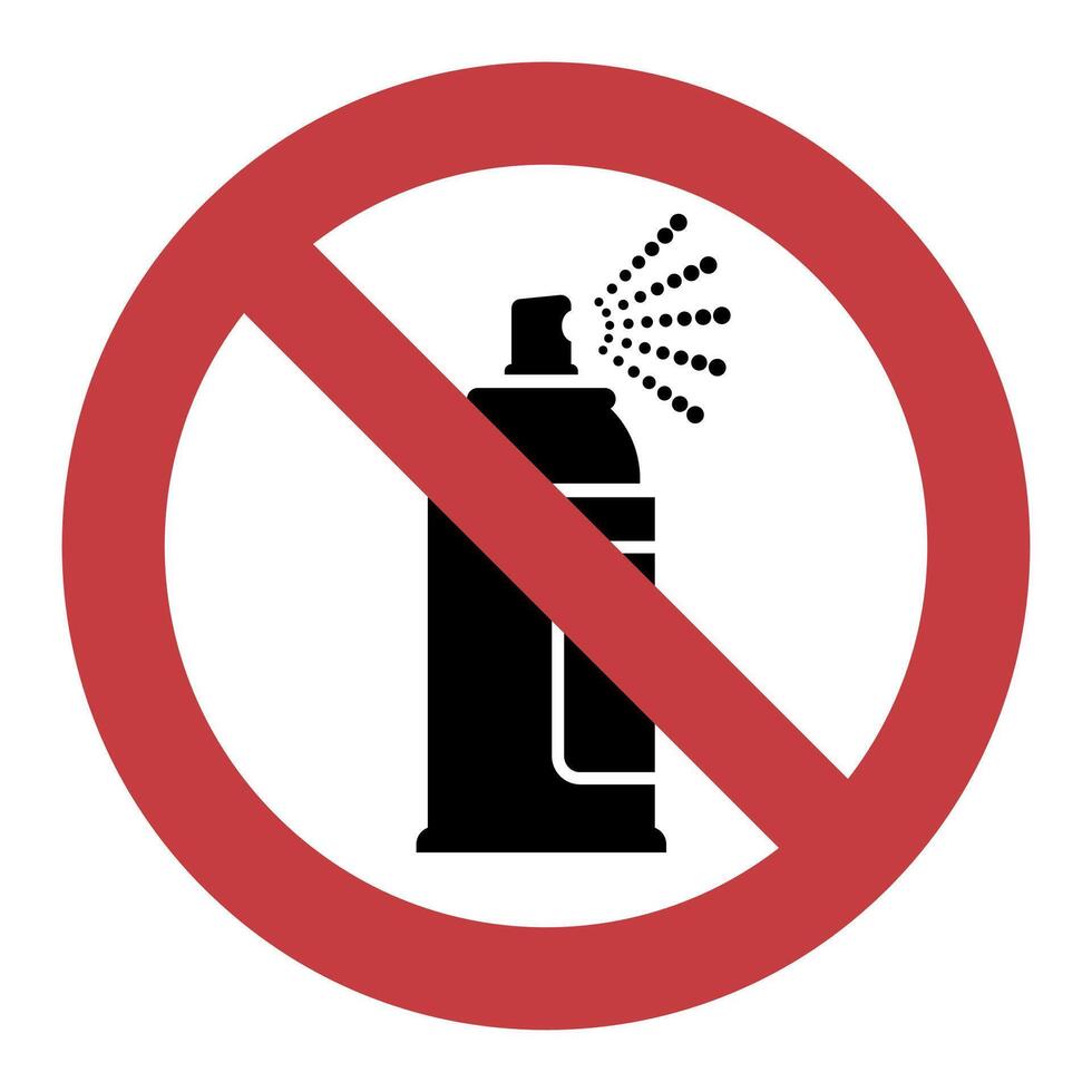 Spray prohibited sign. No spray tabu symbol with flat style, no graffiti quality symbol for prohibition sticker. Vector no aerosole symbol