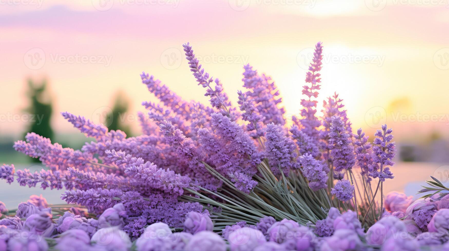 AI generated blooming lavender palette flowers ai generated photo