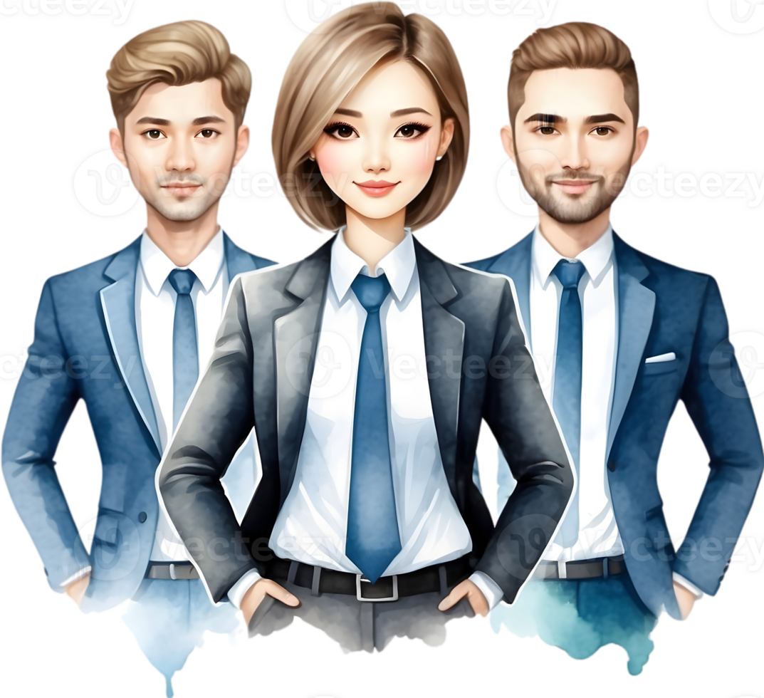AI generated business people in suits and ties png