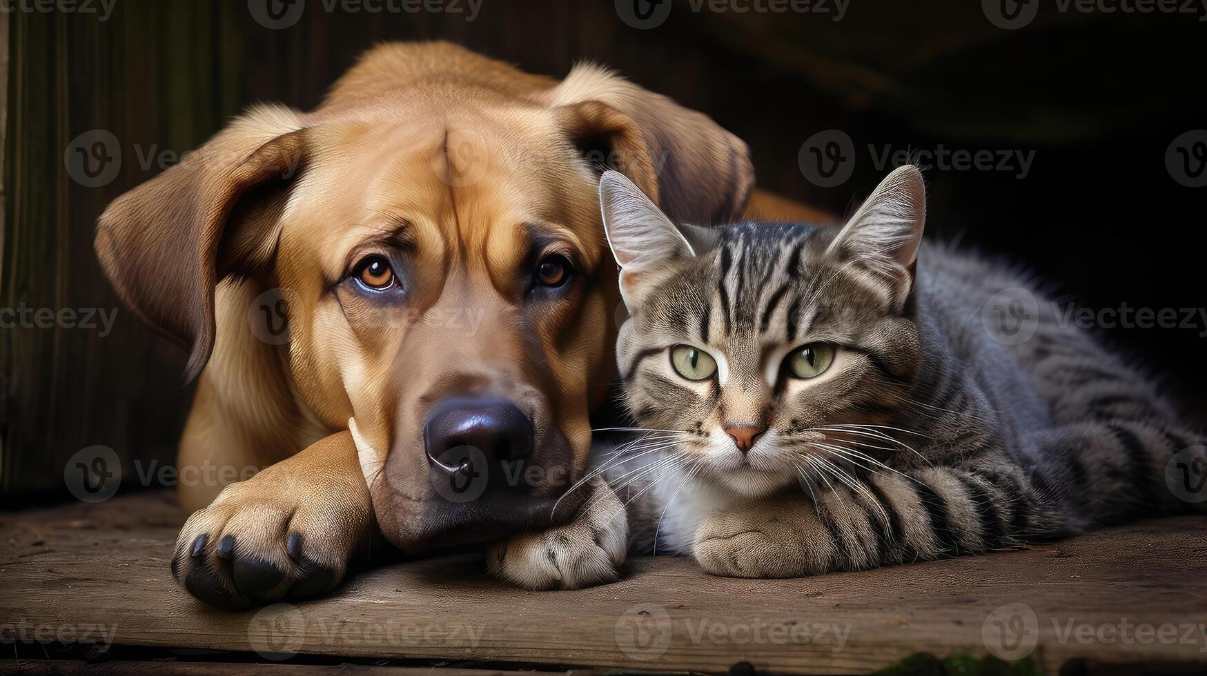 ai generado dolor perro y gato triste ai generado foto