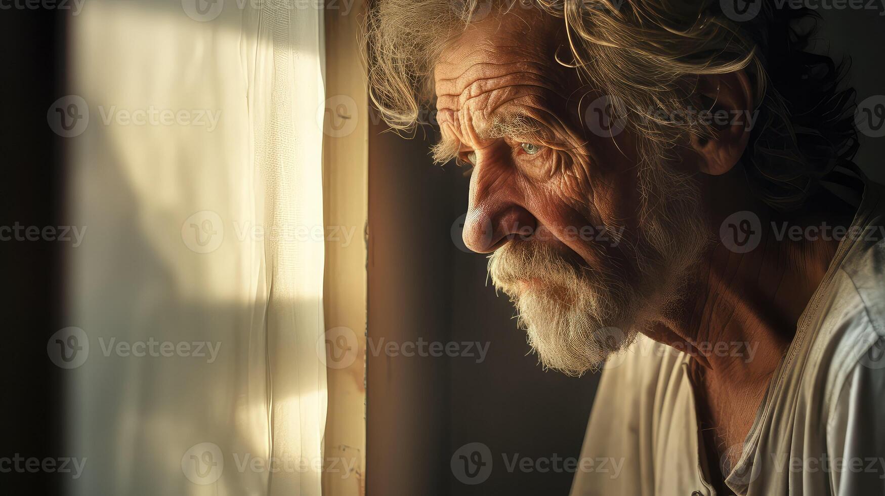AI generated sunlight man morning window ai generated photo