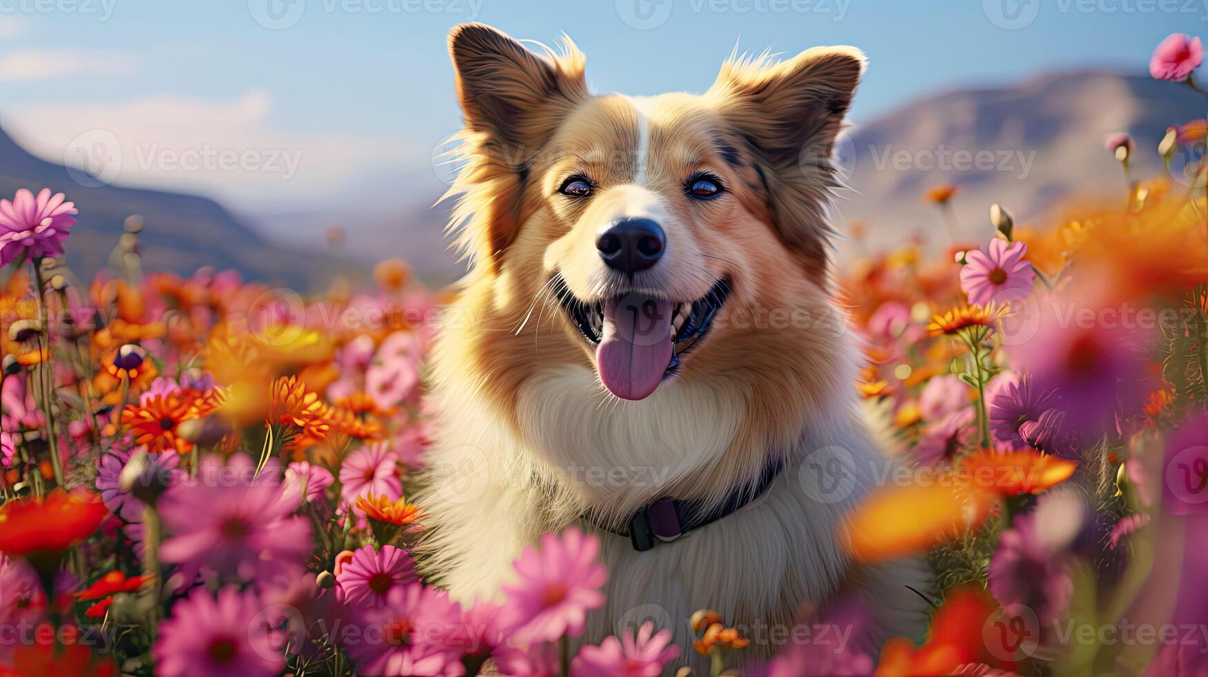 AI generated bloom dog flowers ai generated photo