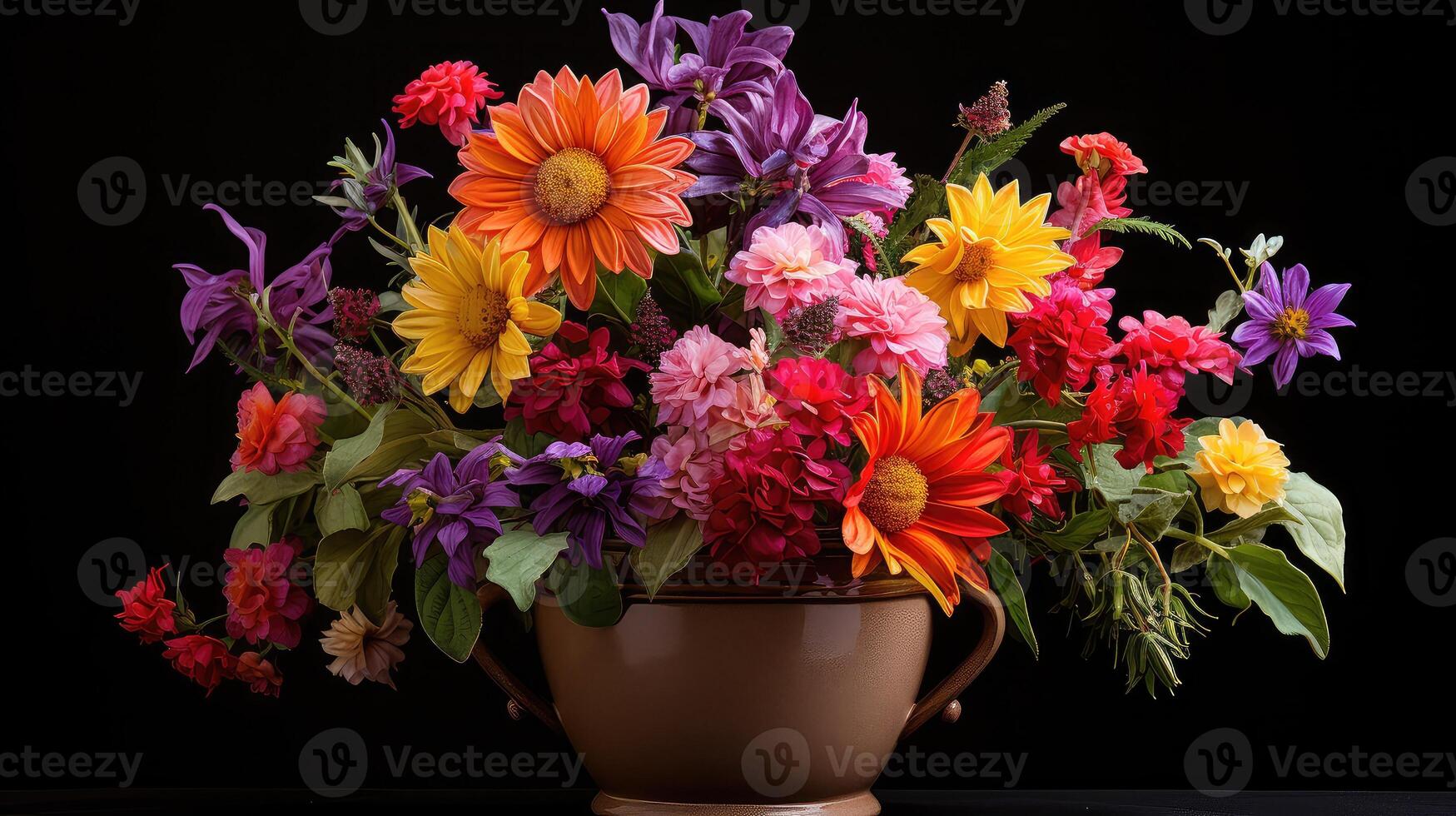 AI generated bloom flowers in a pot ai generated photo