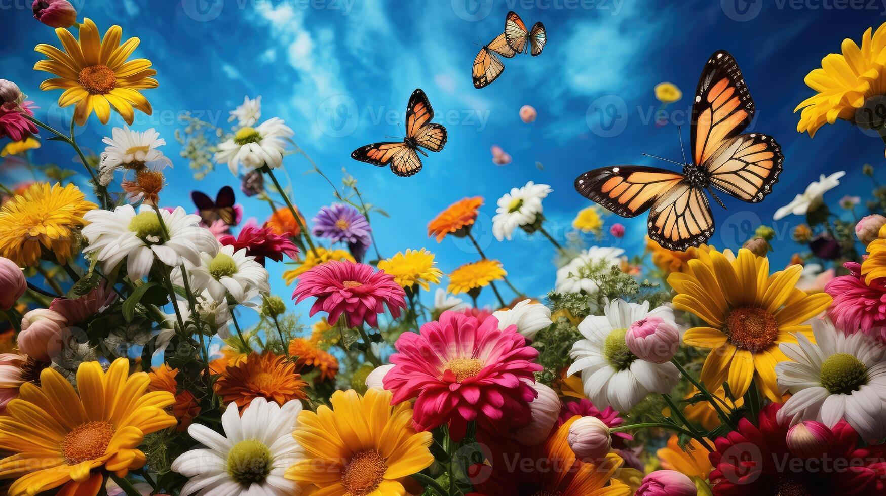 ai generado naturaleza antecedentes mariposas y flores ai generado foto