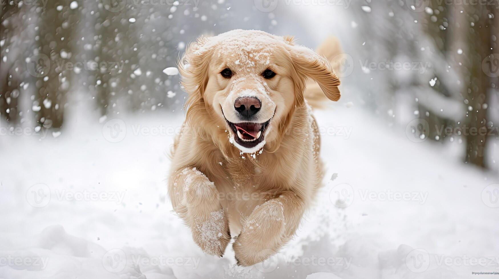 AI generated fluffy dog snow ai generated photo