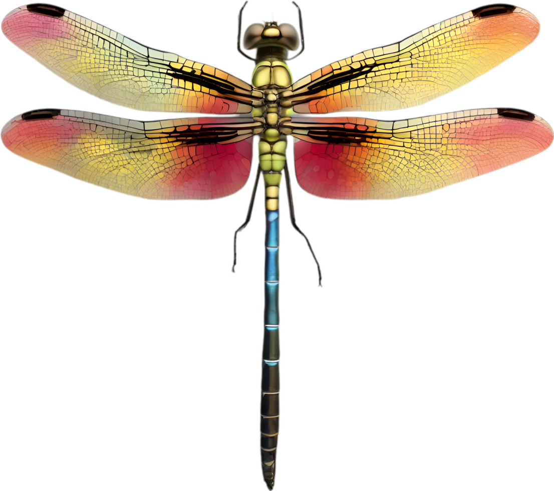 AI generated Colorful and elegant dragonfly image. png