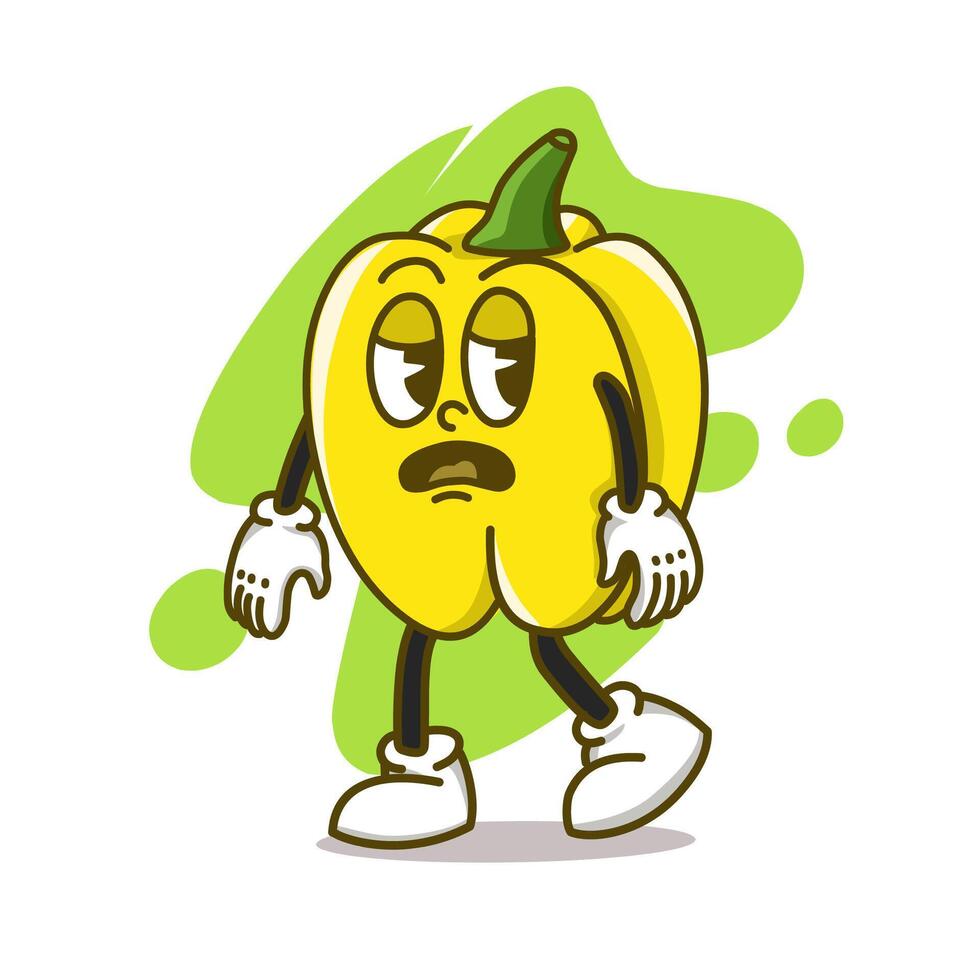 Illustration of cute fruit and vegetable cartoon character with eye and hand vector