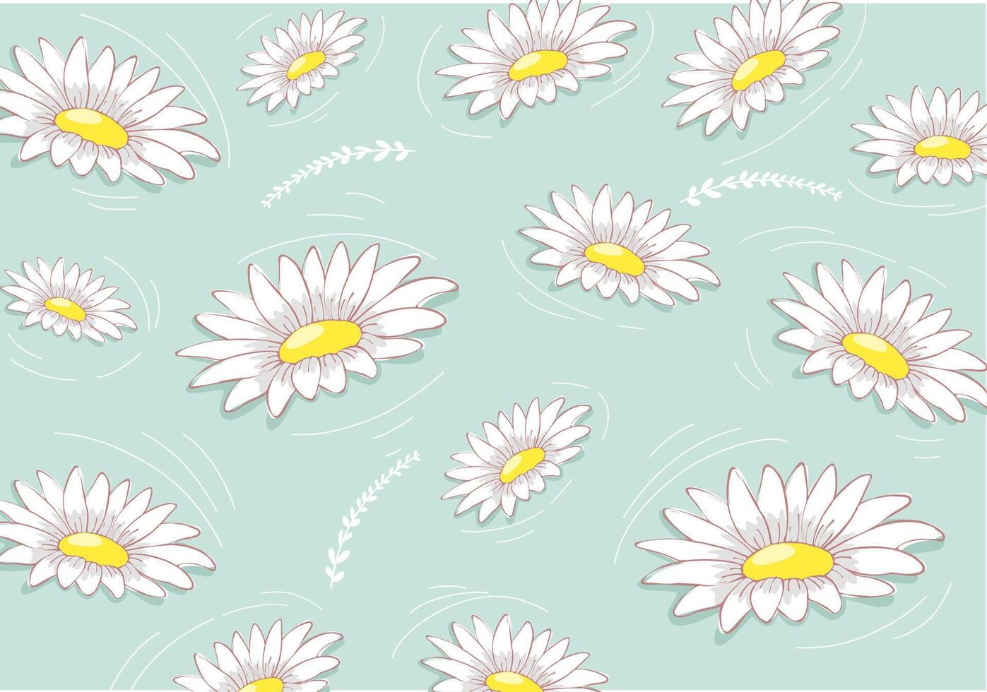 blue background with white daisy flower motif vector