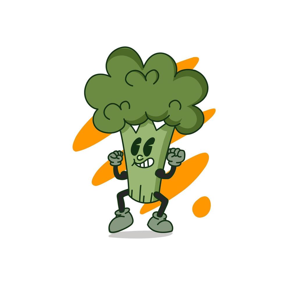 ilustración de linda Fruta y vegetal dibujos animados personaje con ojo y mano vector