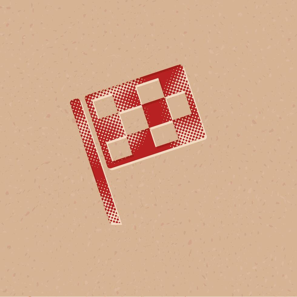 Race flag halftone style icon with grunge background vector illustration
