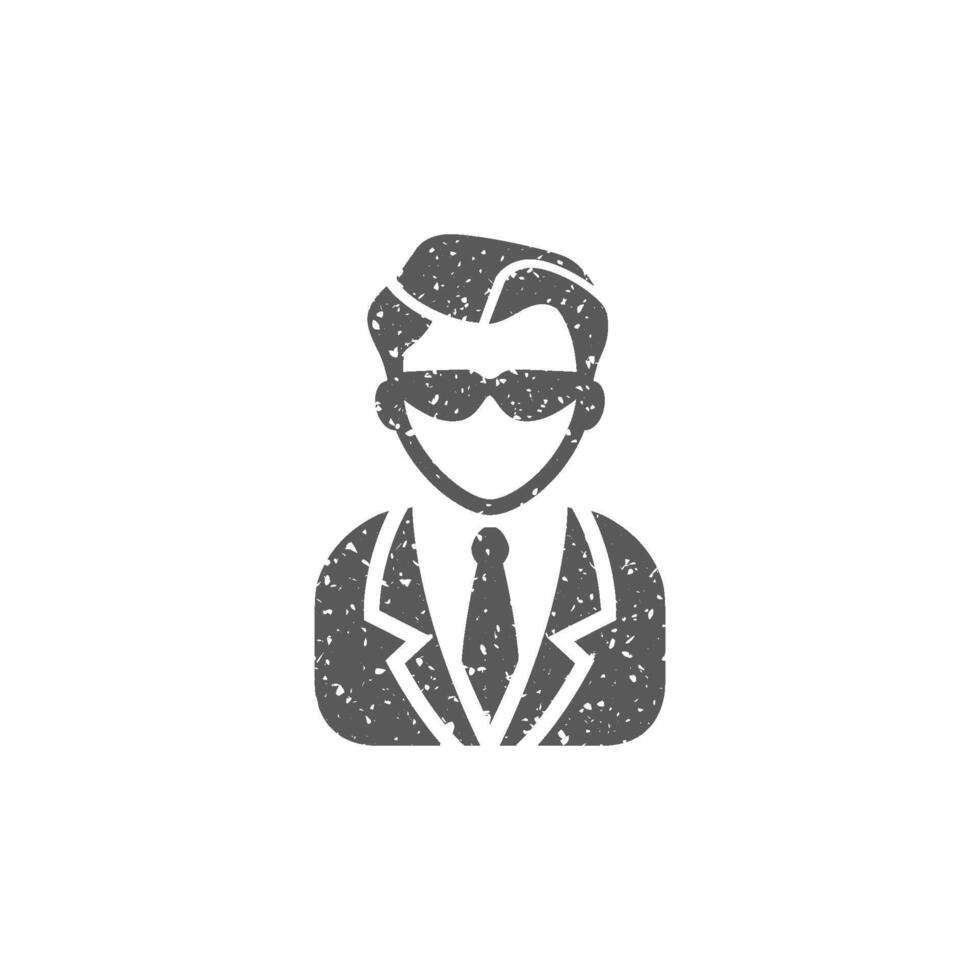 Businessman icon in grunge texture vector illustration