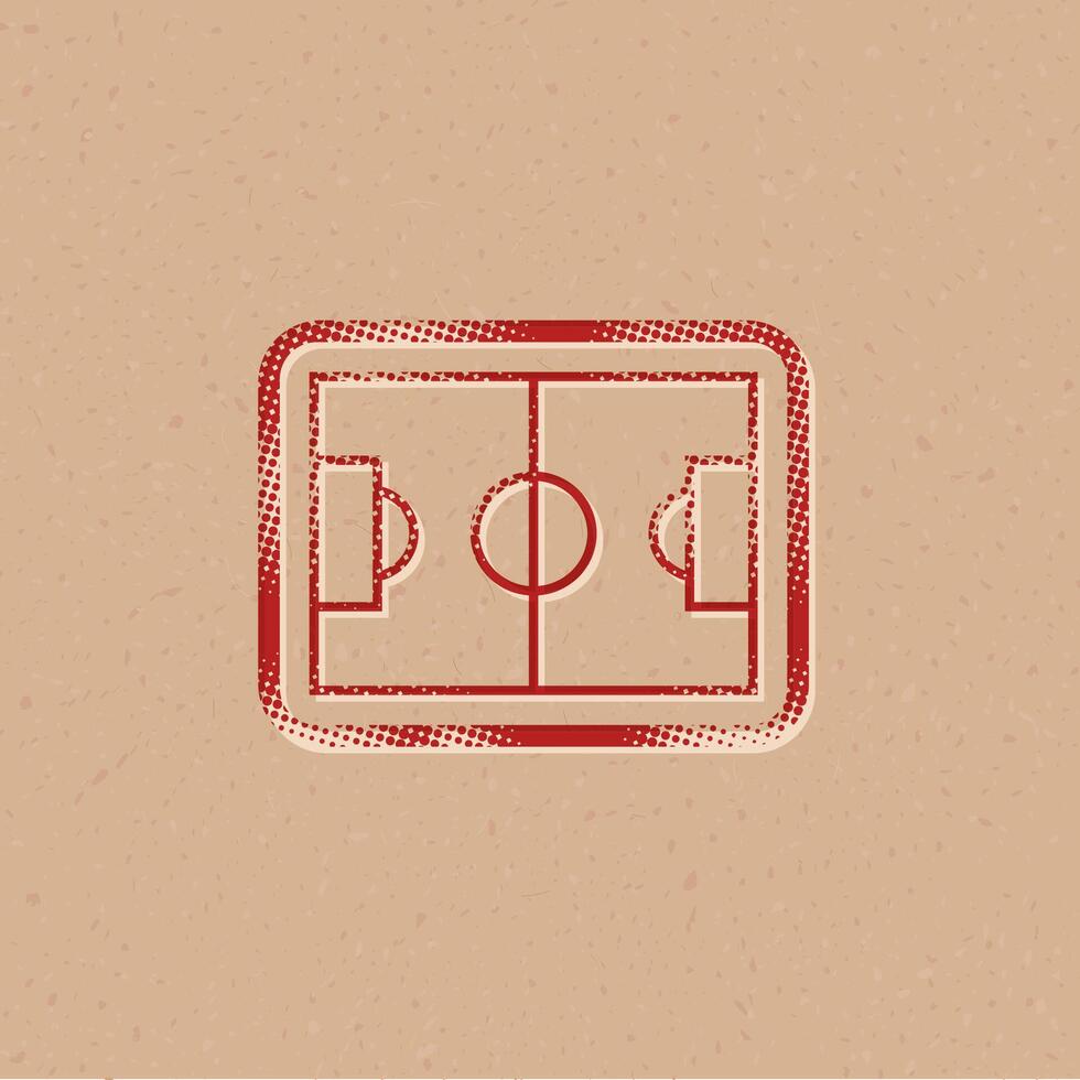 Soccer field halftone style icon with grunge background vector illustration