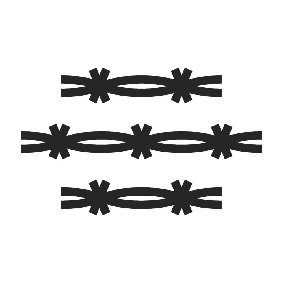 Barbed wire icon in thick outline style. Black and white monochrome vector illustration.