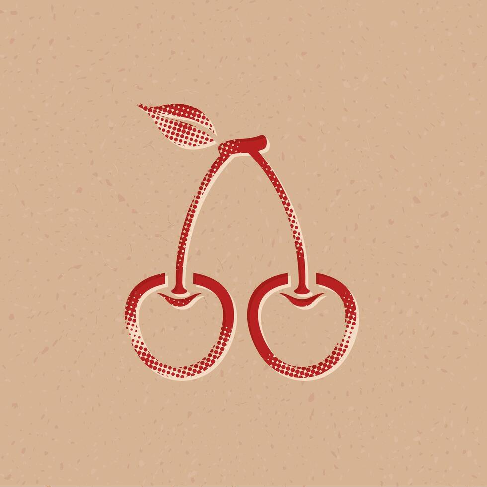 Cherry halftone style icon with grunge background vector illustration