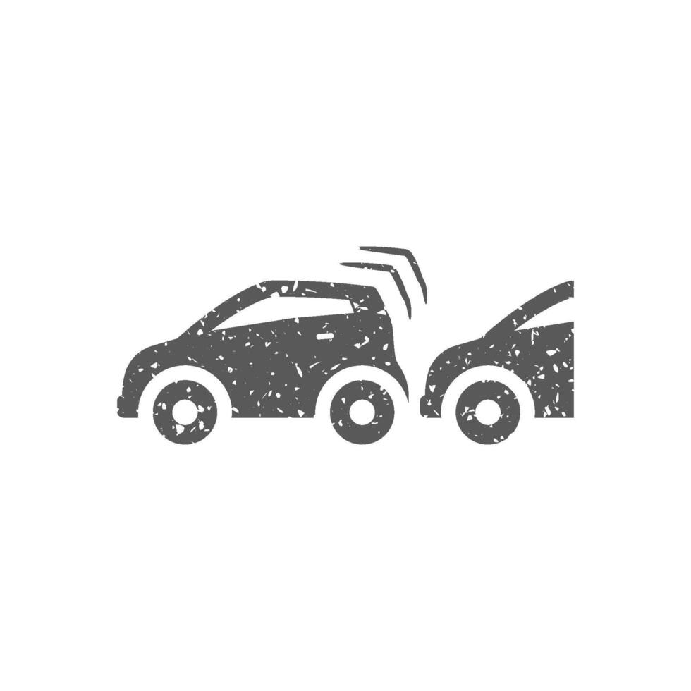 Car crash icon in grunge texture vector illustration