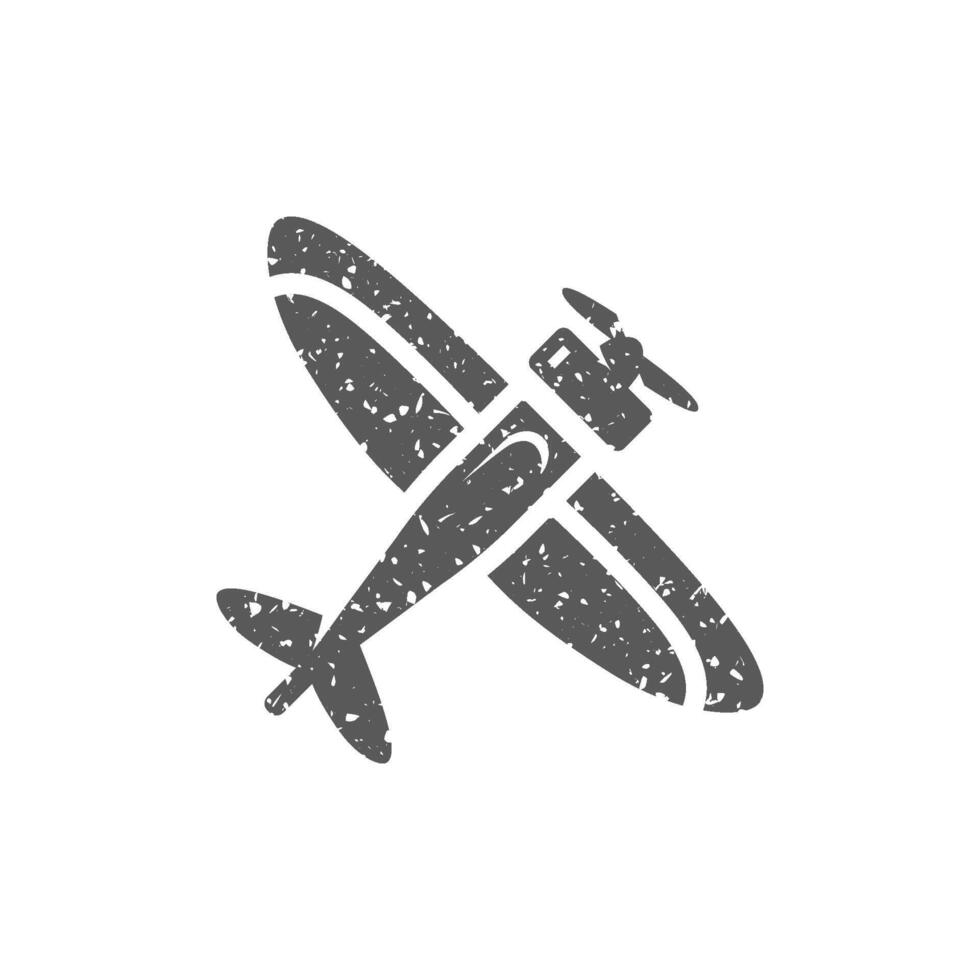 Vintage airplane icon in grunge texture vector illustration