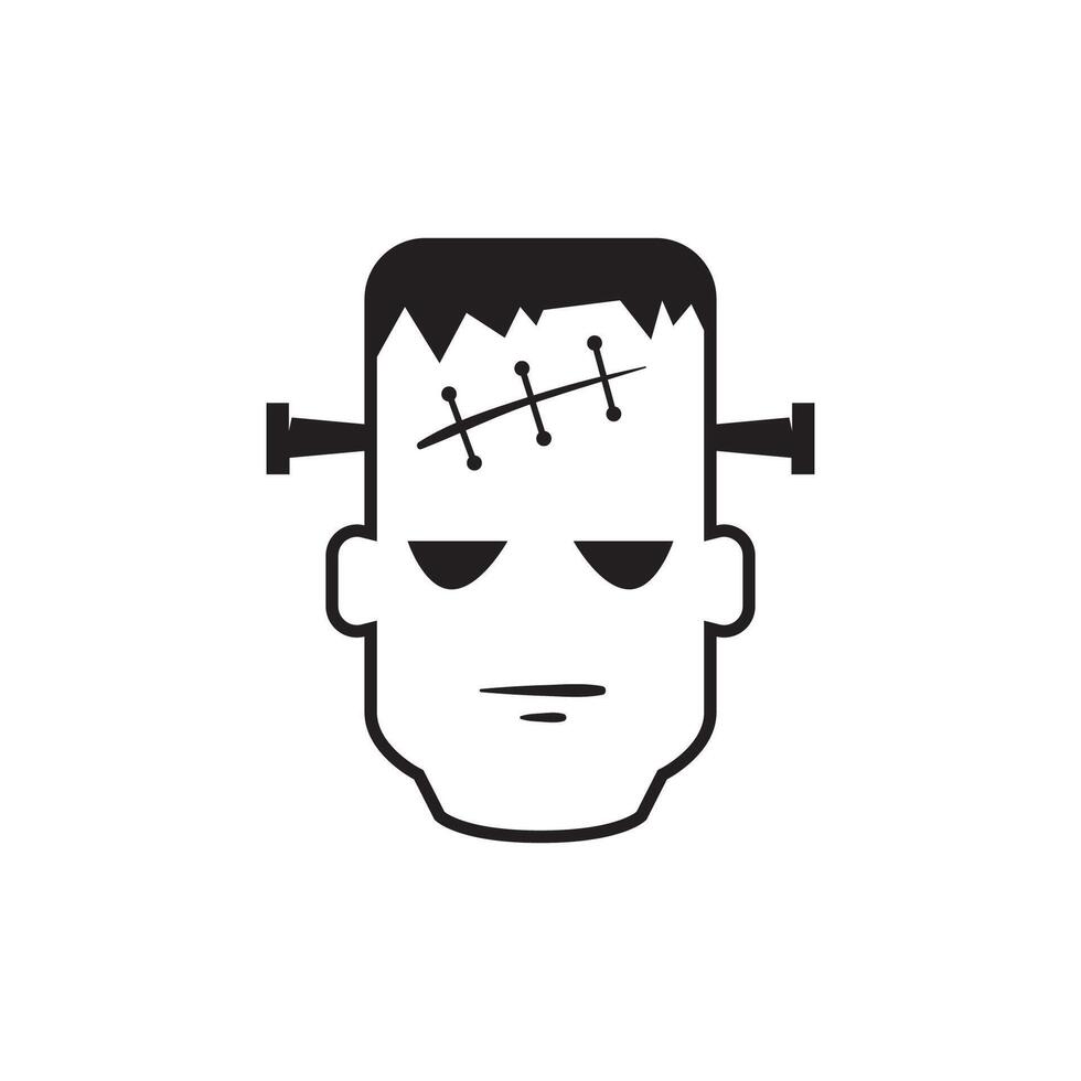 frankenstein cabeza icono en negro y blanco vector