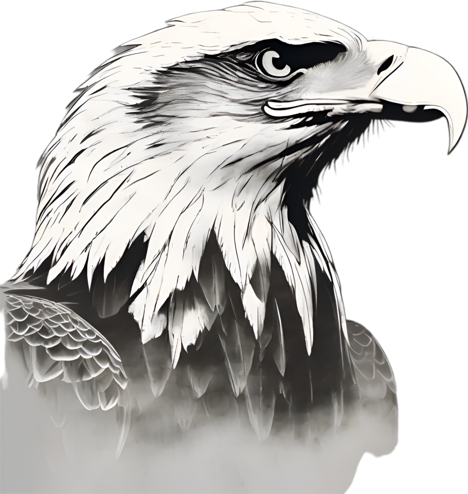 AI generated Bald Eagle painting, Traditional Japanese brush painting style. png